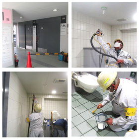 空港トイレの消臭・防汚対策の光触媒施工事例です