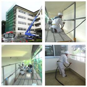 老人ホームの防汚対策（外壁）の光触媒施工事例です