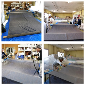 ホテルカーテンの防カビ対策の光触媒施工事例です