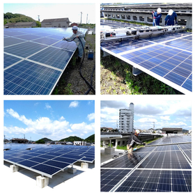 太陽光パネルの防汚対策の光触媒施工事例です