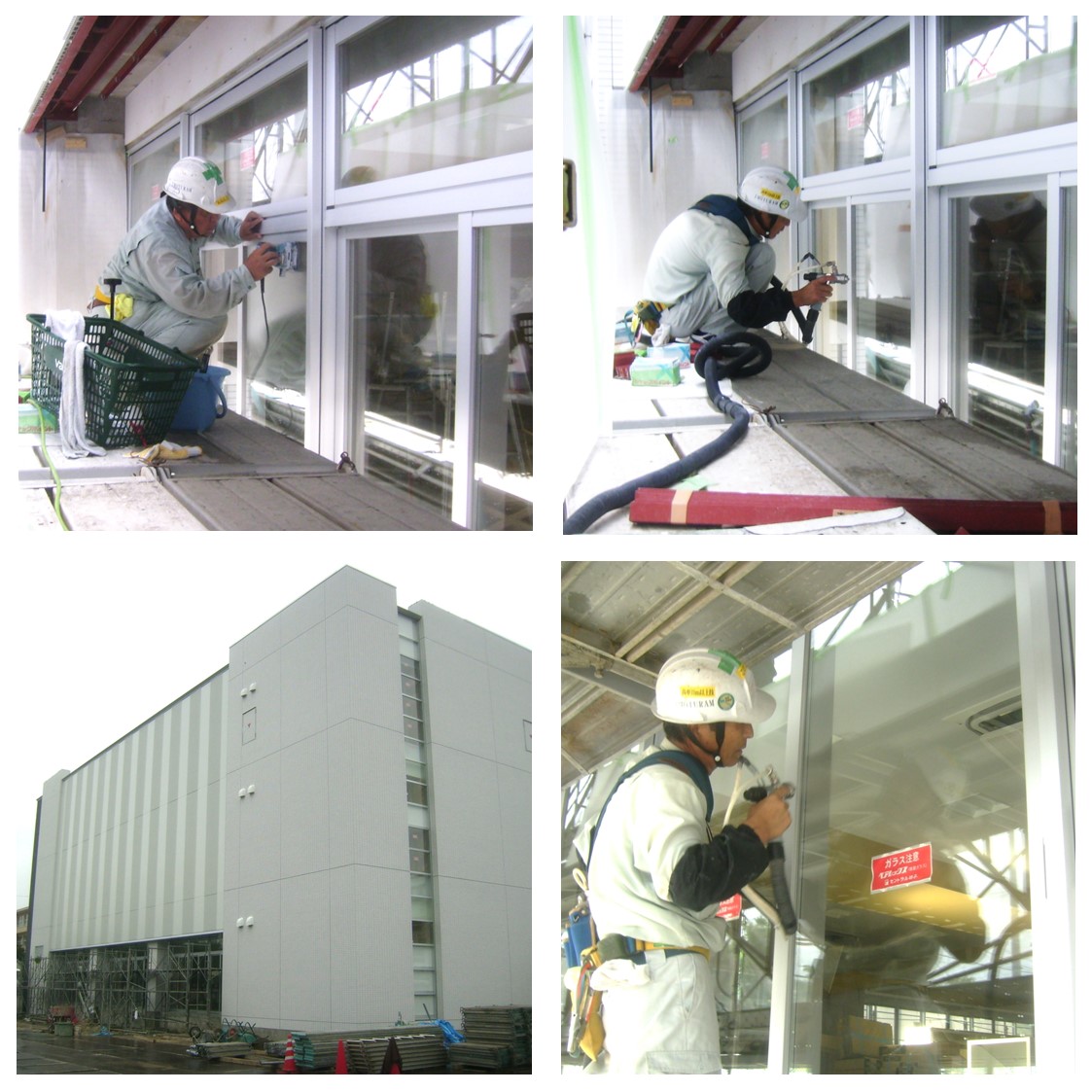 光触媒施工工事 高校校舎のガラスの光触媒施工事例（防汚対策）です チタンネクスト