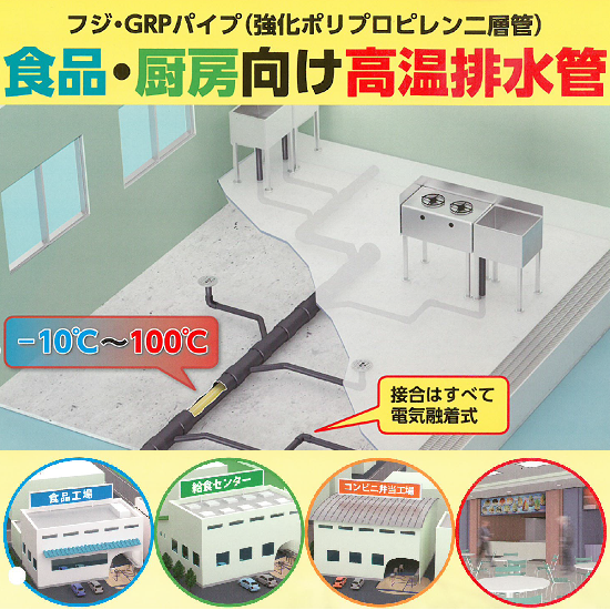食品・厨房向け高温排水管　フジ・GRPパイプ【HACCPに対応】
