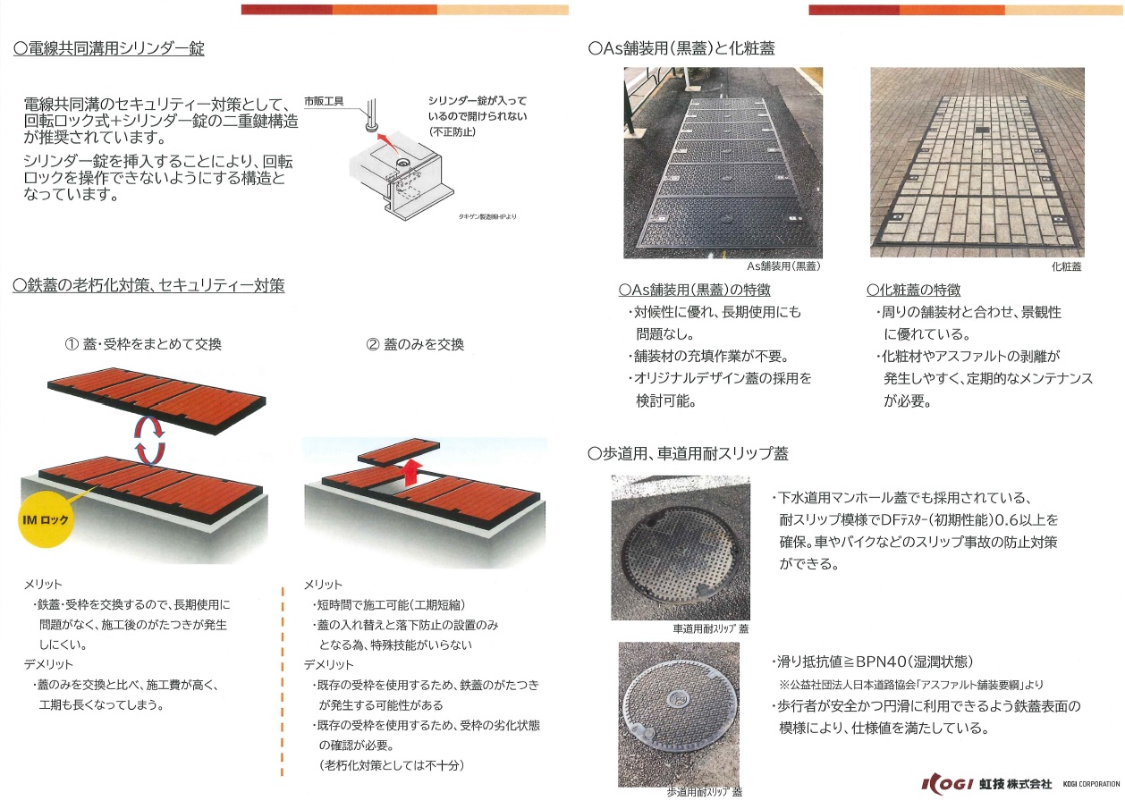 電線共同溝用鉄蓋　鉄蓋交換