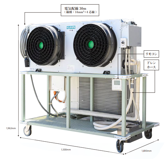 空調機設置作業　※工事不要の可動式空調機もご用意