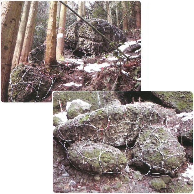 落石発生源対策『ワイヤーネット被覆工法』