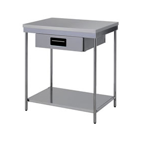 Stainless steel workbench with flat shelf and drawer, SUS430