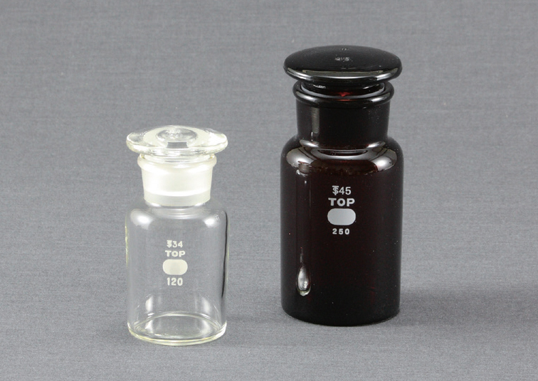 試薬瓶 細口 白・茶 共通摺り合わせ 相互理化学硝子製作所（TOP