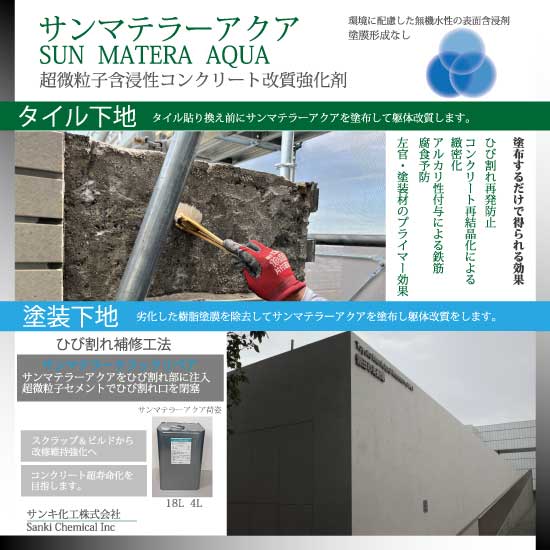 超微粒子含浸性コンクリート改質強化剤『サンマテラーアクア』