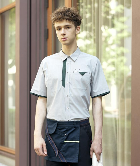 ポケットチーフ風！クリーンスタッフ　ビルメンテナンス　制服