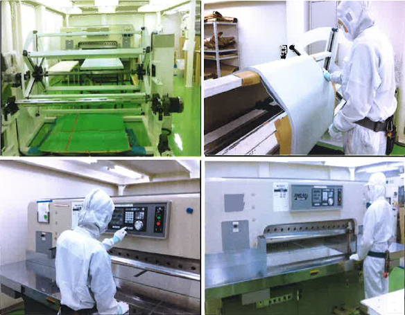 断裁加工『クリーンルーム内　大型タイコ断裁機』