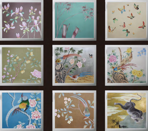 シノワズリインテリア商品『手描きシルク壁紙』