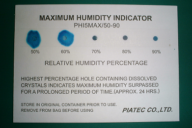 湿度管理用　最高湿度イン  ジケーターカード