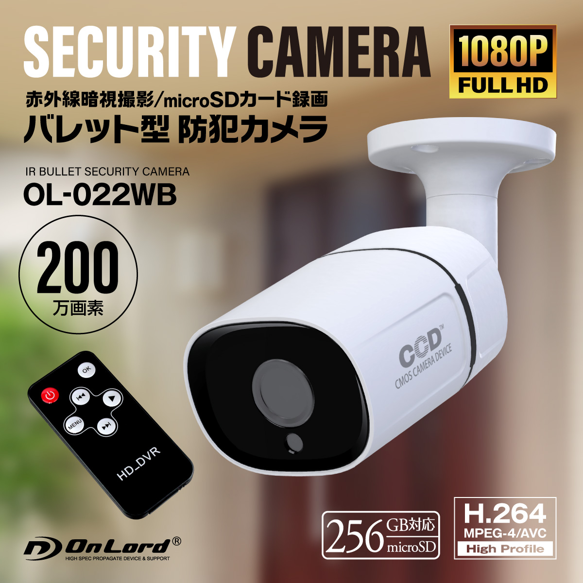 B*w様 防犯カメラ　赤外線　プロ仕様　激安 防犯カメラ【OL-022BW】赤外線暗視／256GB対応 オンスクエア