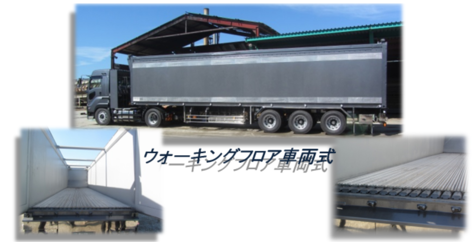 稼働床式自動荷降ろし装置『ウォーキングフロア 車両式』