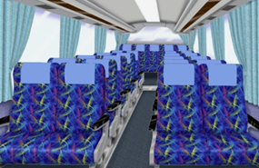 鉄道車両・バスのシート生地製造、各種内装材