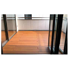 Colorful wooden roof deck