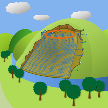 既設落石防護網の補強工法　ケイワンコイルネット工法