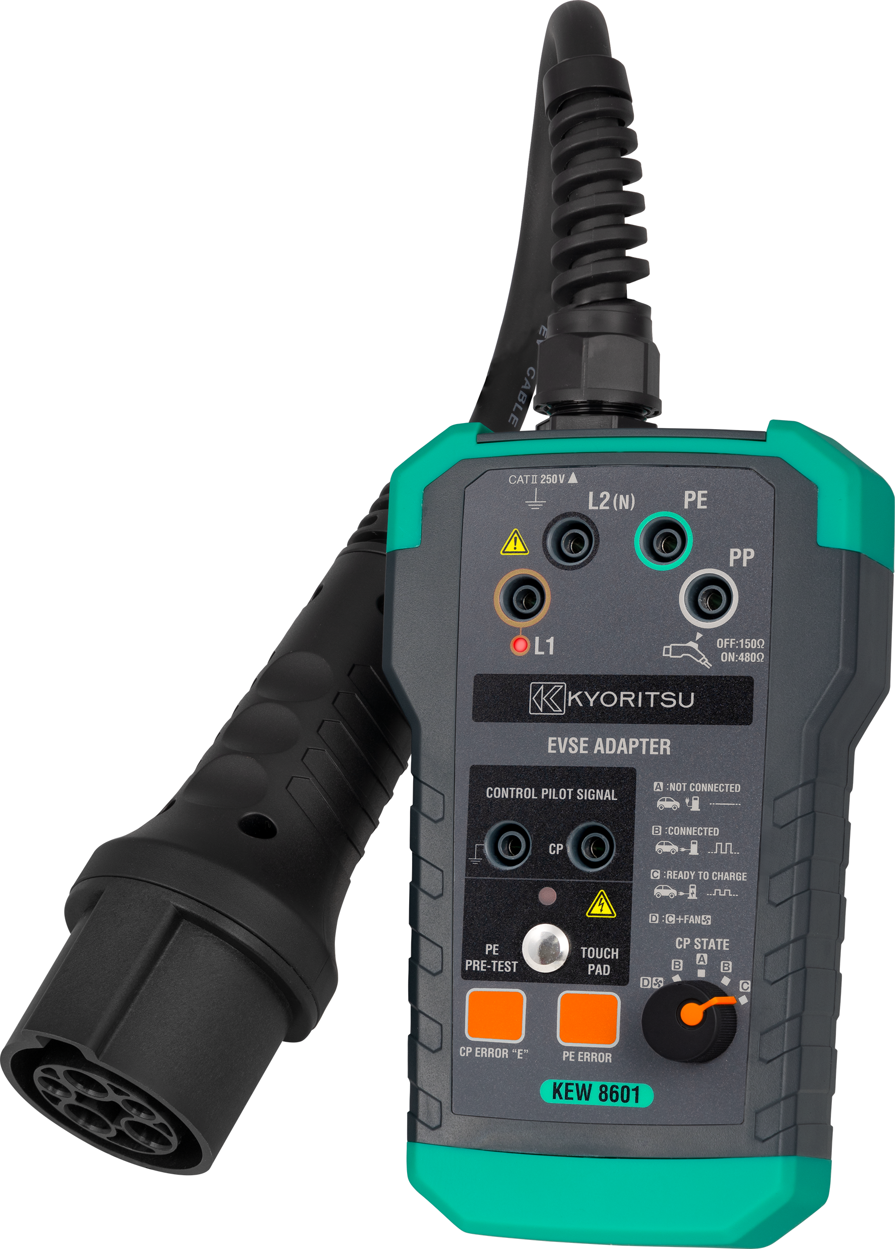 EV普通充電器動作チェック用の試験アダプタ『KEW 8601』