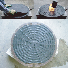 マンホール鉄蓋用熱溶着式滑り止めシート　ロジングリップ