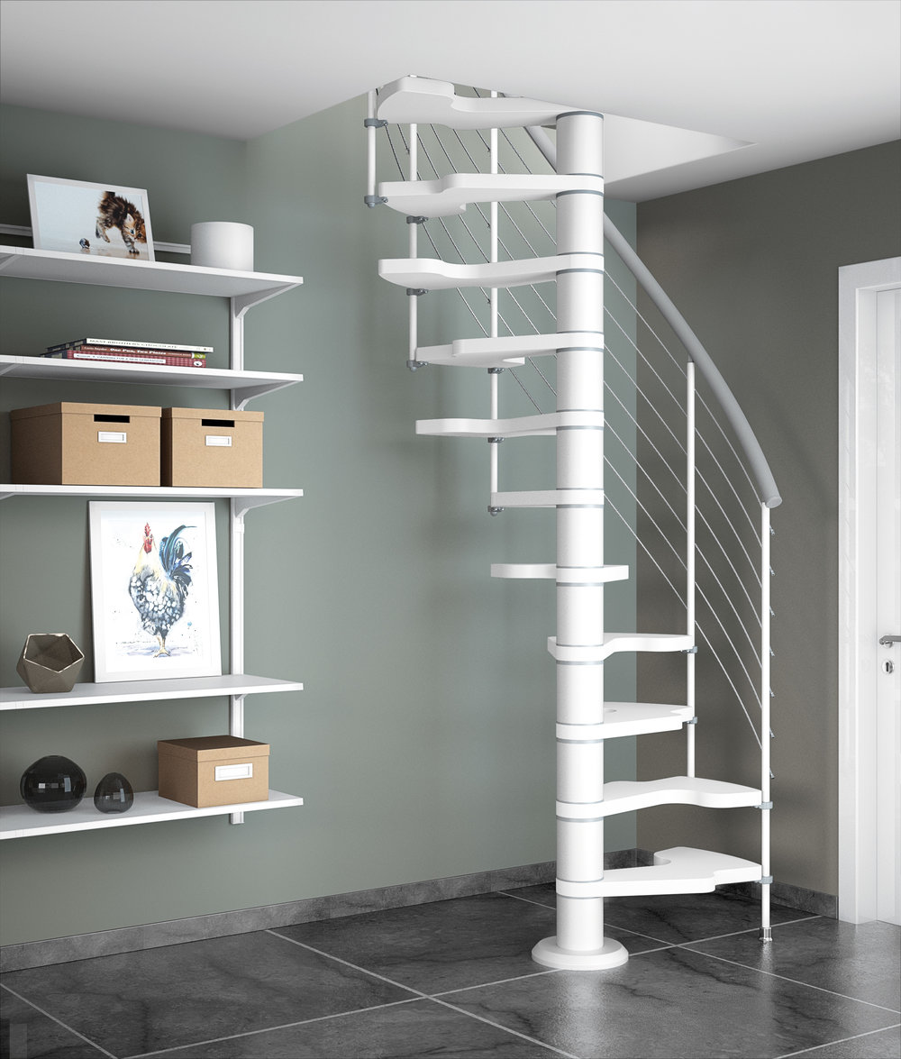 コンパクトらせん階段『MAGIA』（マジーア）MDF製・屋内用 ピラミッド