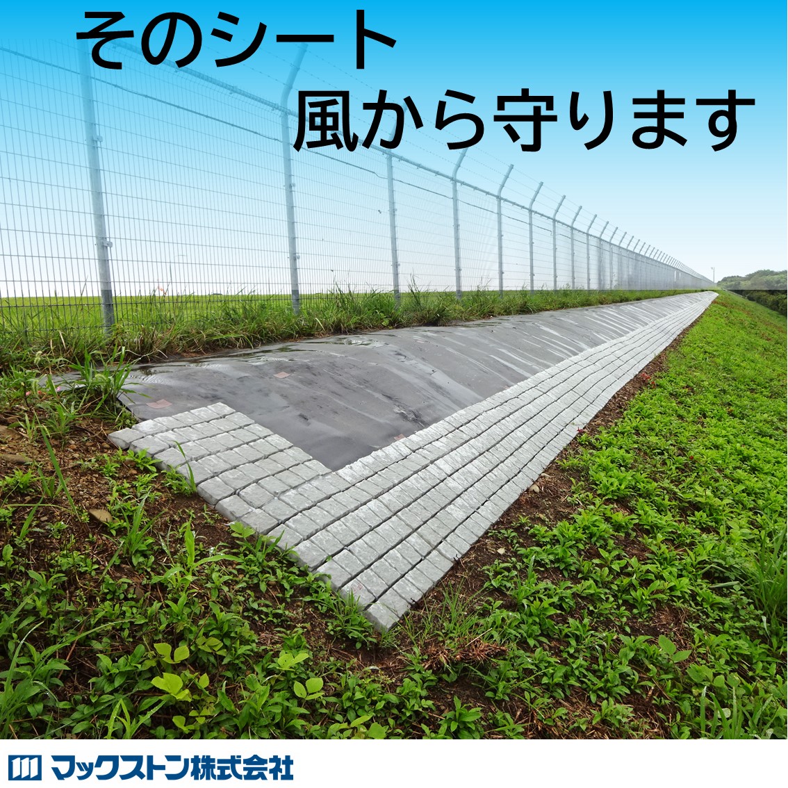 防草シートの飛散防止に貢献【台風による強風から守ります