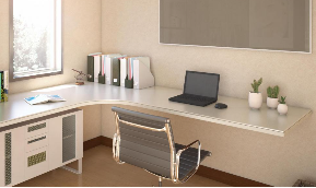 【事例】書斎 L字デスク天板 ガラス製ホワイトボード