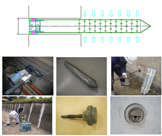 鋼管打ち込み工法　ウィープホール機能再生ドレーン工法