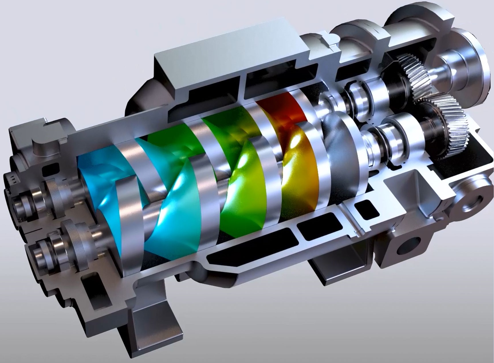 スクリュー式ドライ真空ポンプ