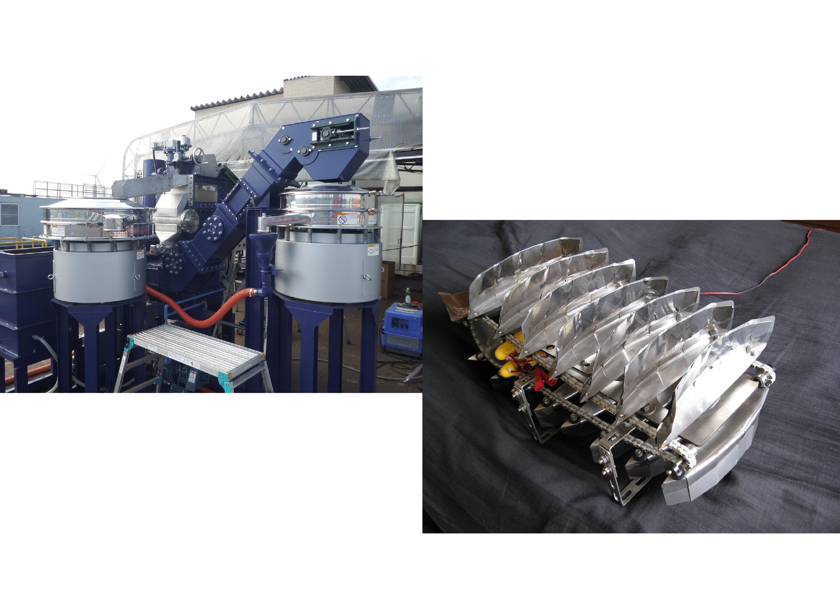 湿式比重選別機TACUBJIG、無限軌道式小型水力発電機