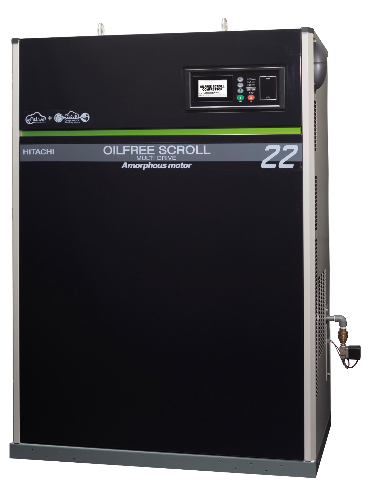 アモルファスモータ一体型　オイルフリースクロール圧縮機　