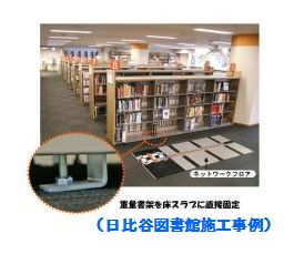 OAフロアの上から、簡単にできる什器の耐震固定事例