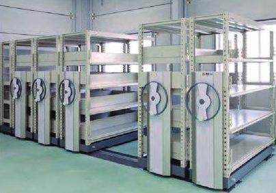 ■ナイキ スライドハンドル式移動ラック複式移動[送料別途見積り][法人・事業所限定][外直送][店頭受取不可] ハンドル式移動ラック｜Ｅ・スチールネット