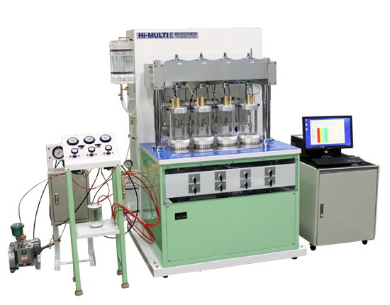 土の自動三軸圧縮試験機  ハイマルチ2【三軸試験効率を4倍に！】