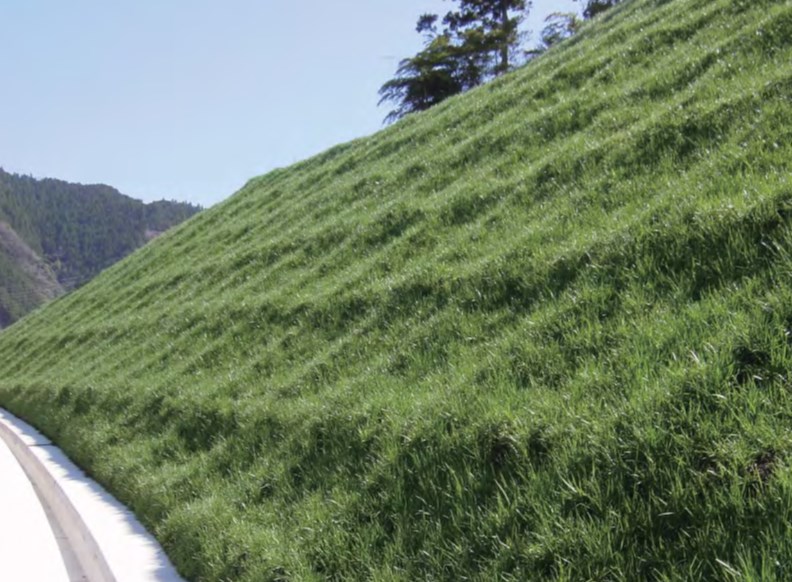 補強土植生のり枠工『GTフレ  ーム工法』