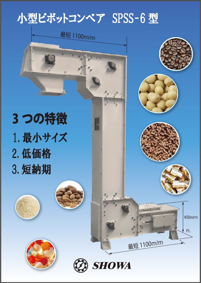 『小型ピボットコンベア SPSS-6型』(バケットコンベア)