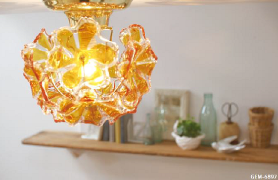 キシマ Bouquet ブーケ フラワーモチーフ シャンデリア 6灯 ◇