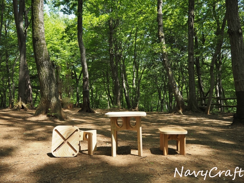 組立式木製テーブル＆チェア