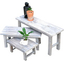 White Stool Style Flower Stand 3-Piece Set Low Type