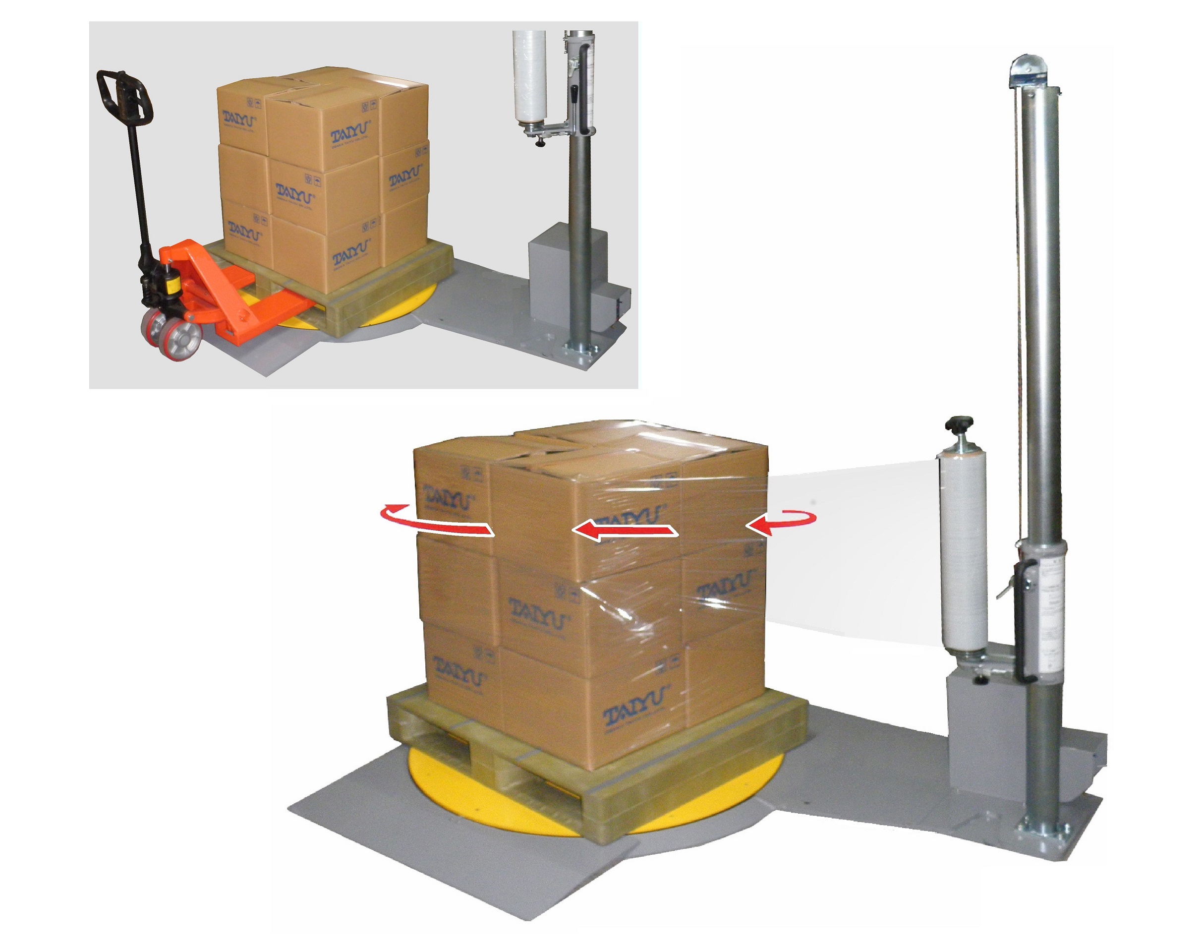 運搬作業を改善するターンテーブル付き包装機【※作業デモ動画有り】