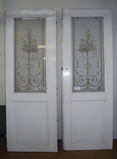 ヨーロッパエッチングアンティークドア　ペア