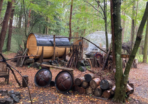 河口湖町グランピングのバレルサウナ