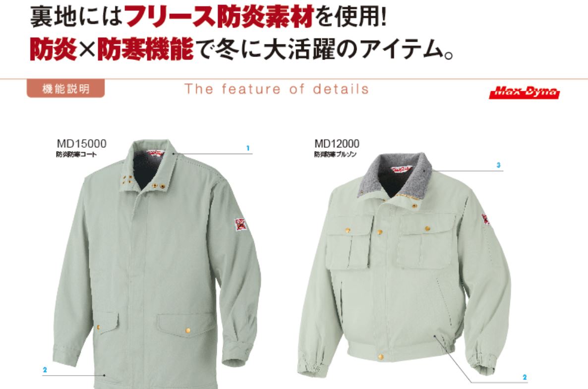 綿100%生地の新素材！防炎×防寒機能付き作業服