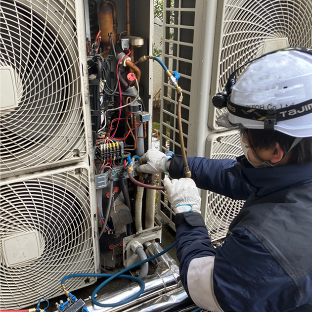 建物解体現場でのフロンガスの回収等