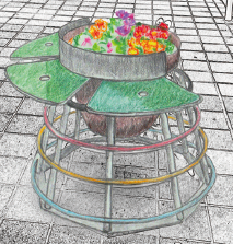 ベンチ付きフラワーポット『フラワー・ベンチ』