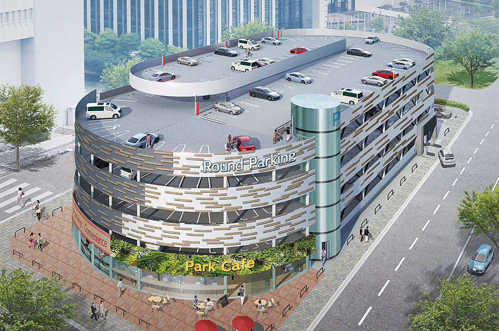 シンボリックな自走式立体駐車場