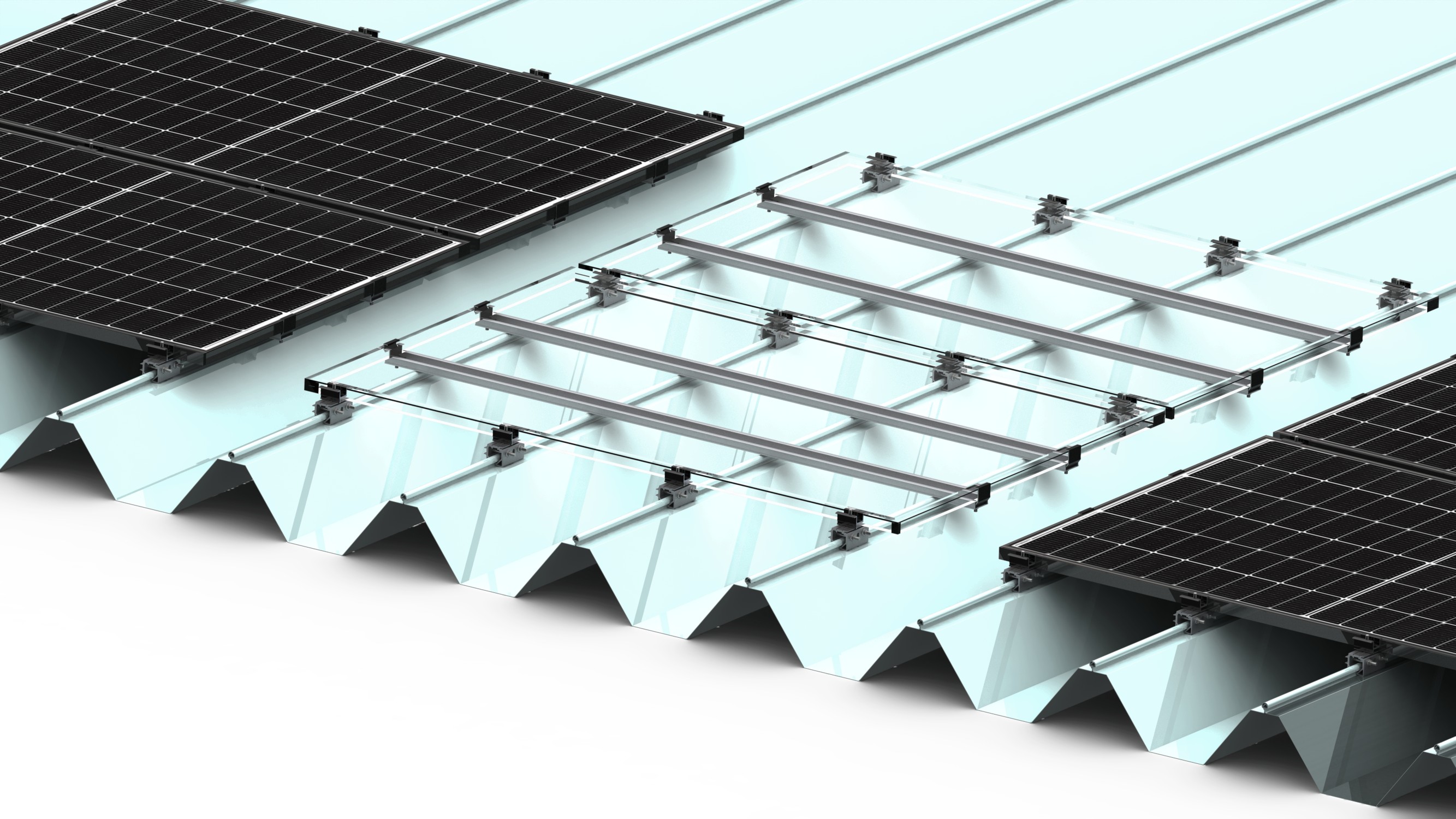 豪雪地域対応太陽電池モジュール金具】ハゼ折板屋根用PVサポート