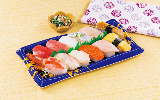 アウトパック段付き巻き寿司 プラスチック食品容器(SF角段) シーピー