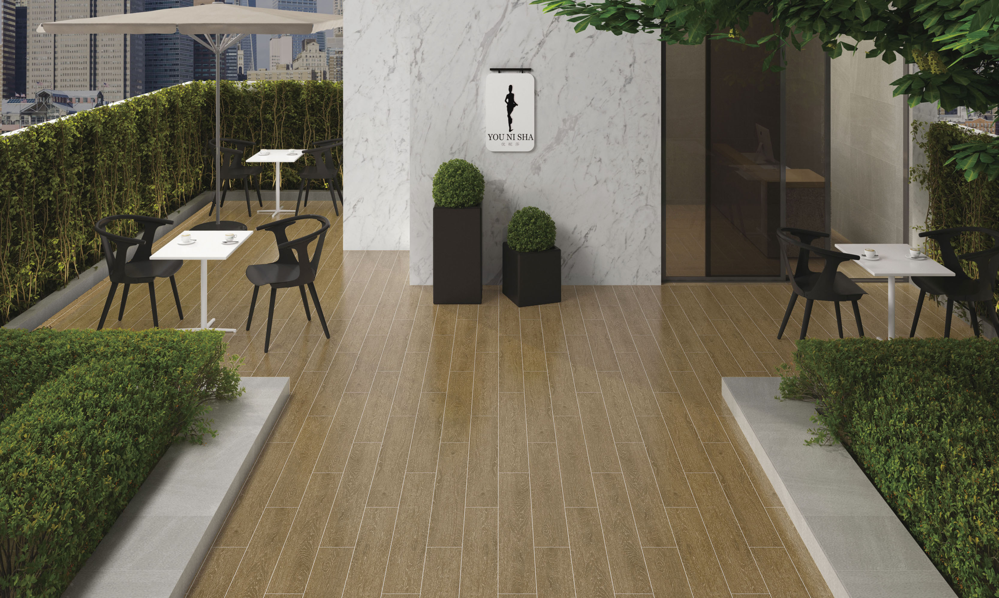 内床・外床 ベーシック木目調長尺タイル「フォレスト」 | 十九田陶業